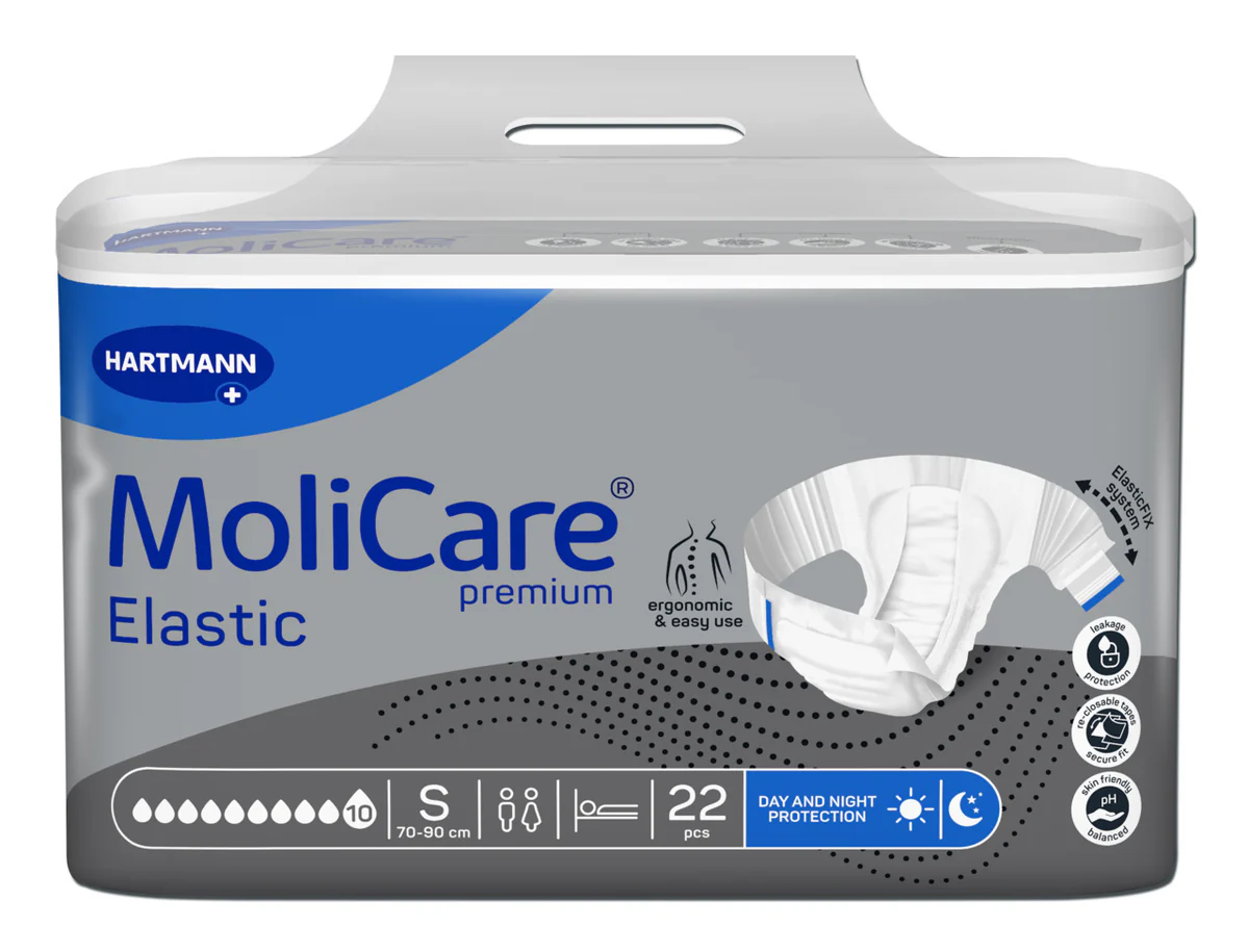 Packshot-frontal-MoliCare-Premium-Elastic-10-drops-Size-S-22-pieces.jpg Molicare Premium Elastic 10 Drop Small - Image 1