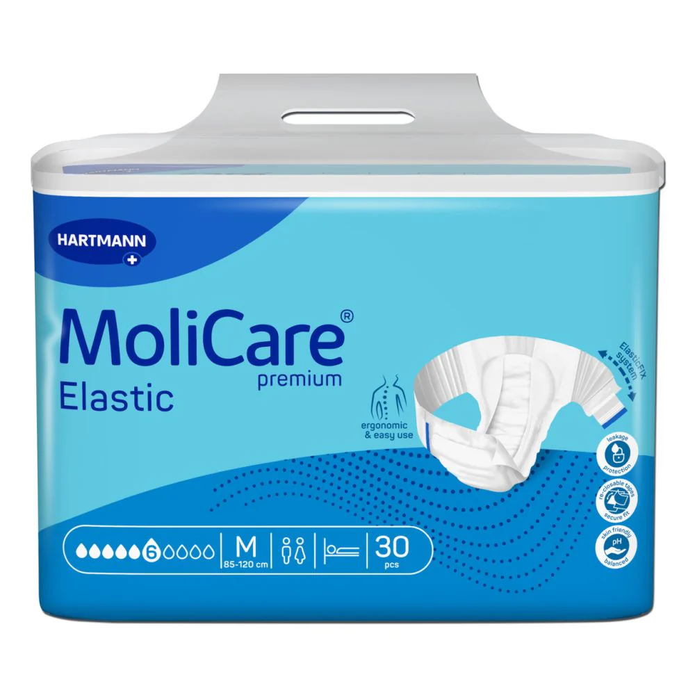 Packshot-frontal-MoliCare-Premium-Elastic-6-drops-Size-M-30-pieces.jpg Molicare Premium Elastic 6 Drop Medium - Image 1