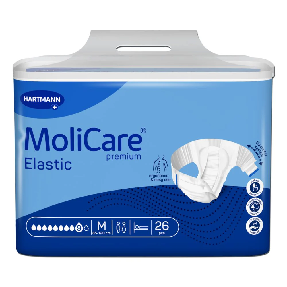 Packshot-frontal-MoliCare-Premium-Elastic-9-drops-Size-M-26-pieces.jpg Molicare Premium Elastic 9 Drop Medium - Image 1