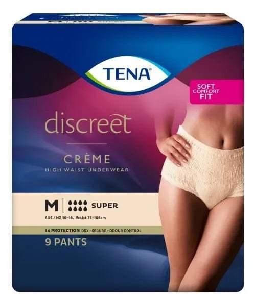 tena-tena-discreet-high-waist-underwear-creme-medium-packet-of-9-car782532-pk-34414612774995.jpg Tena Discreet High Waist Underwear - Creme Medium - Image 1
